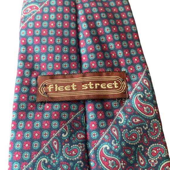 Pre Owned Men’s Fleet Street Tie Neck Tie Necktie Classic Print All Silk - Picture 4 of 5